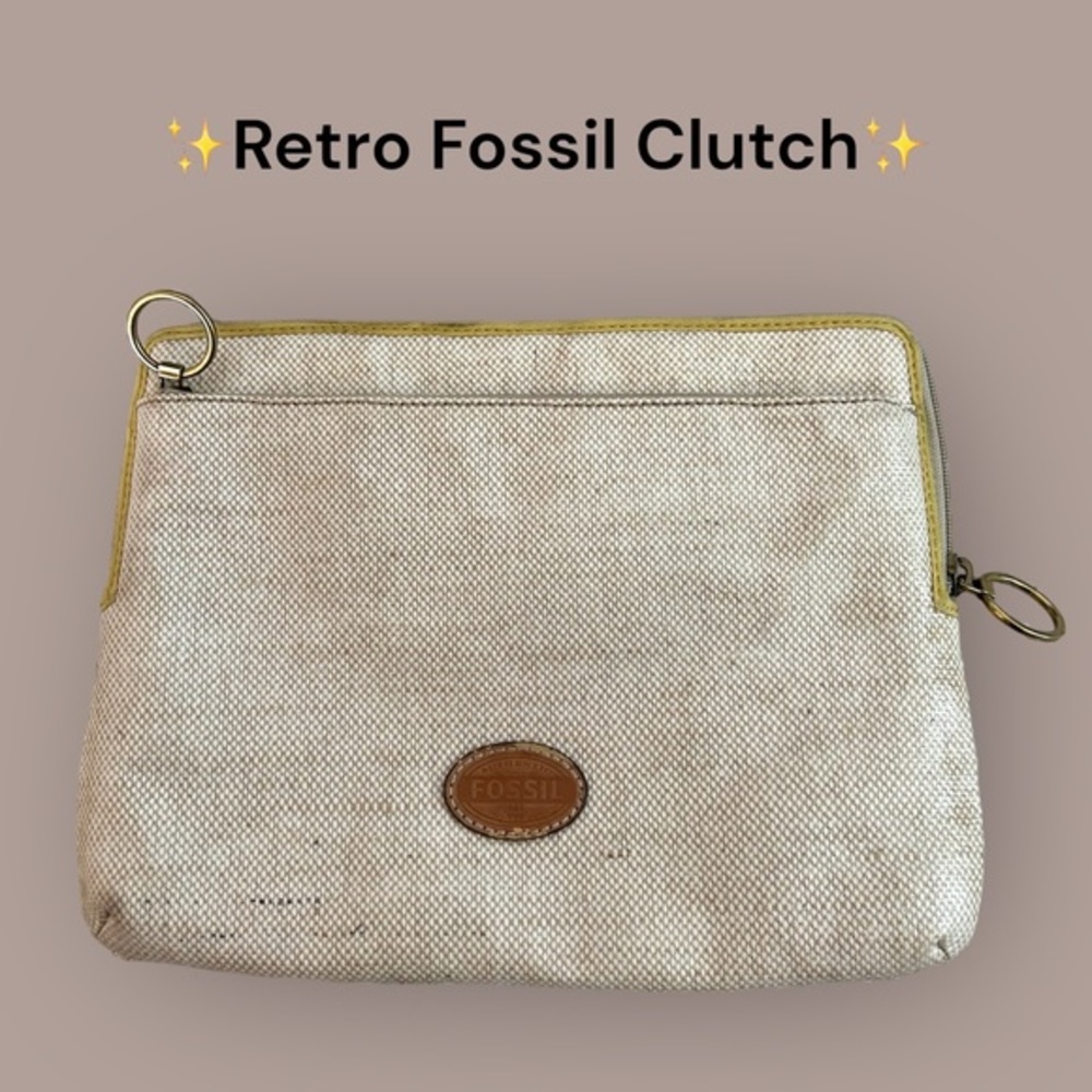 ✨Retro‎ Fossil Clutch with Polka Dot & Bird Design and Two Zipper Pockets✨